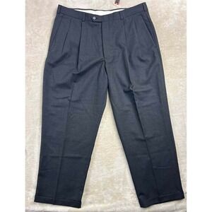 Slates Mens Charcoal Double Pleated Wool Dress Pants 38x29 Original Fit